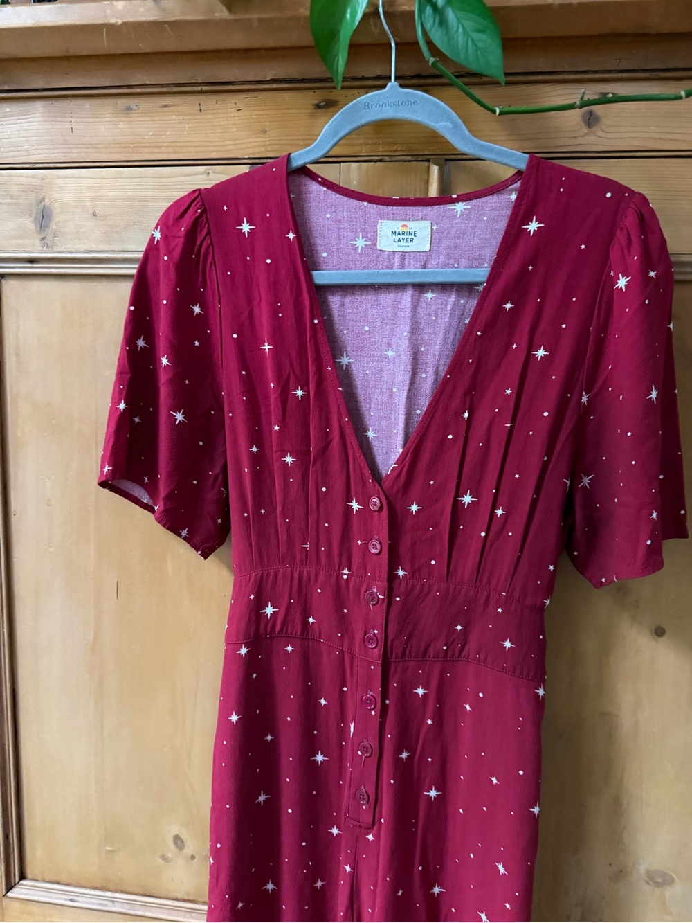 Marine Layer Lindy Jumpsuit in a red and white star print womens medium EUC - Picture 4 of 7